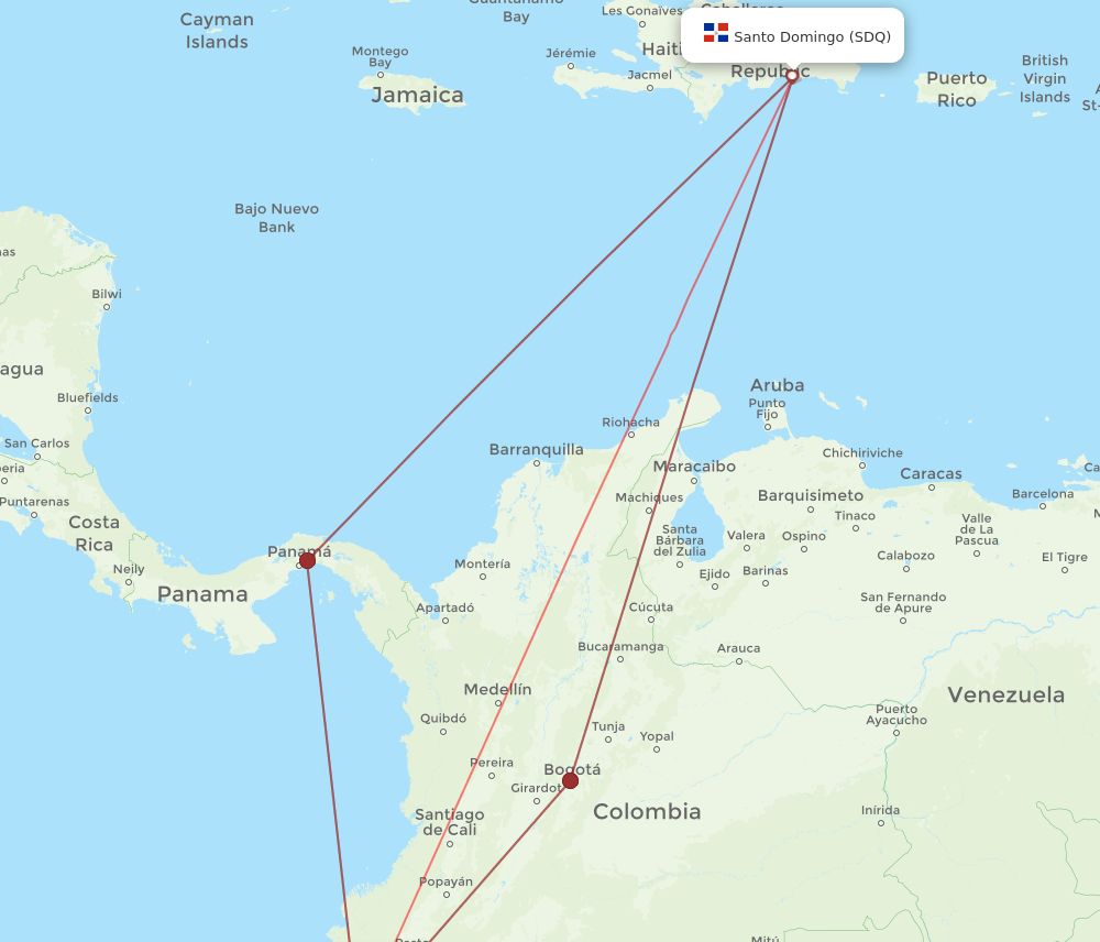 UIO to SDQ flights and routes map