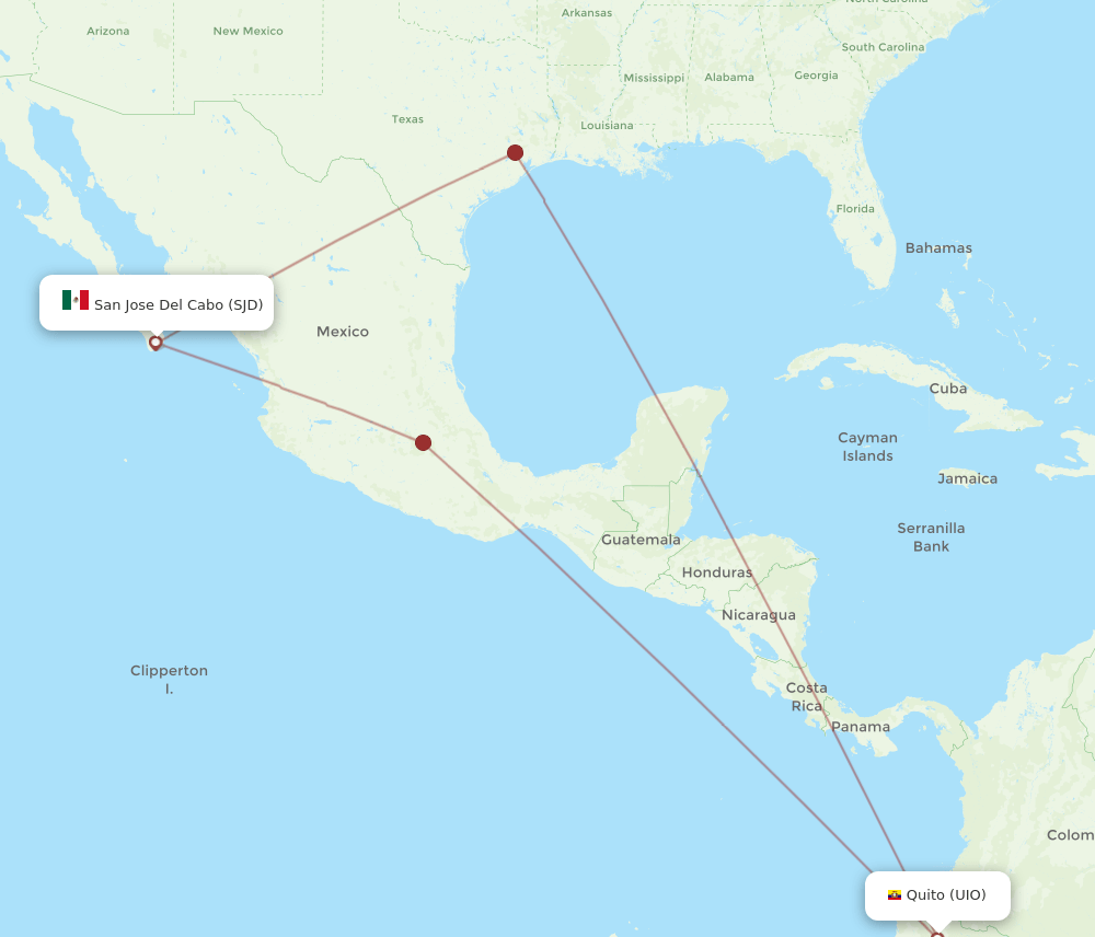 UIO to SJD flights and routes map