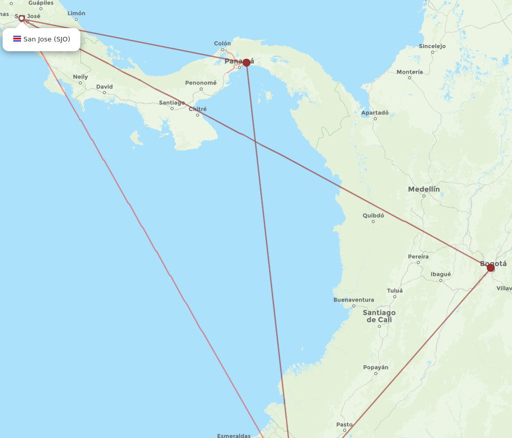 UIO-SJO flight routes