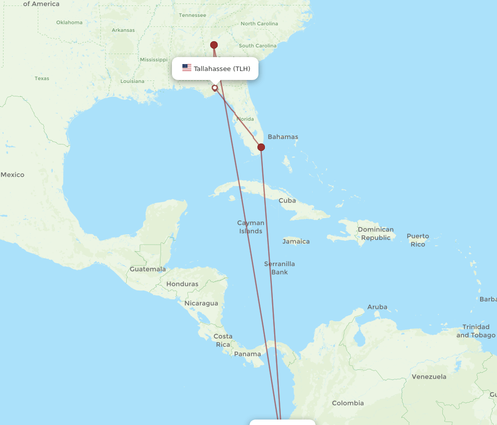 UIO to TLH flights and routes map