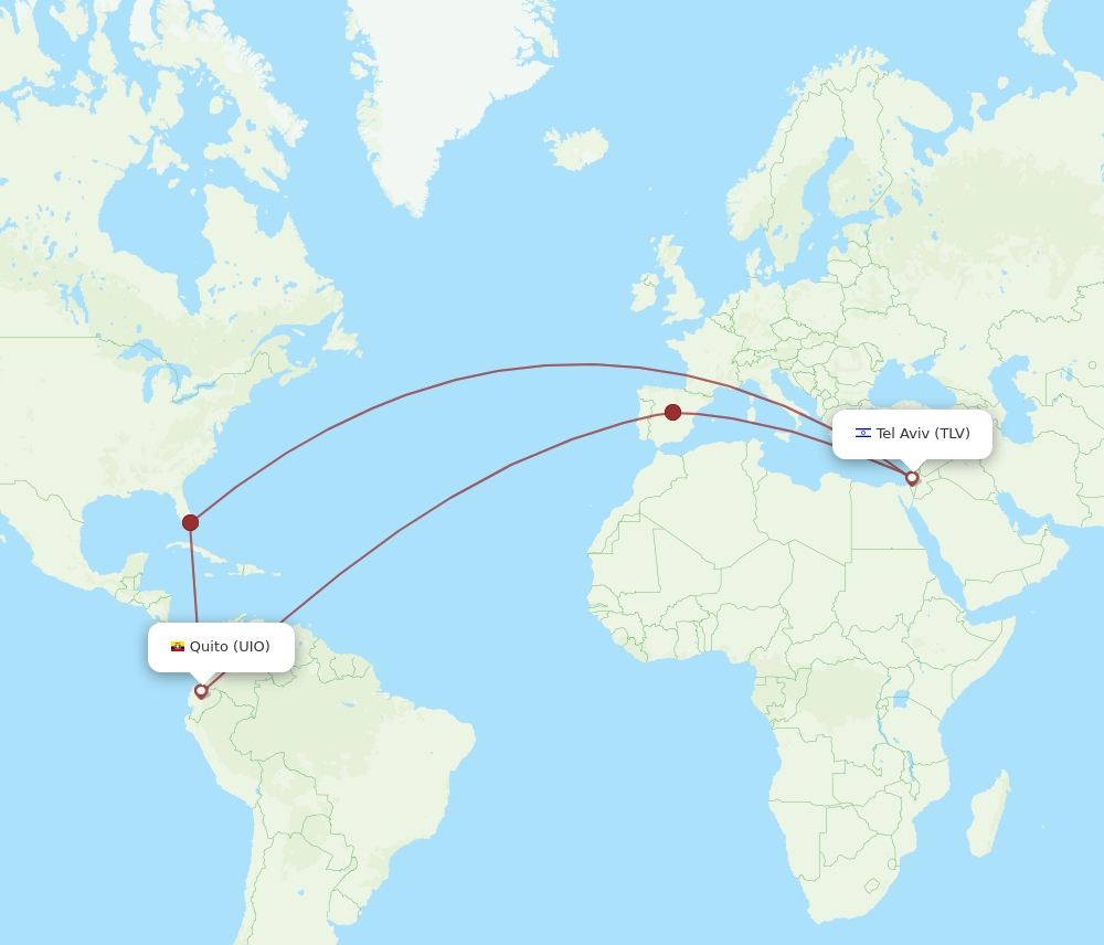 UIO to TLV flights and routes map