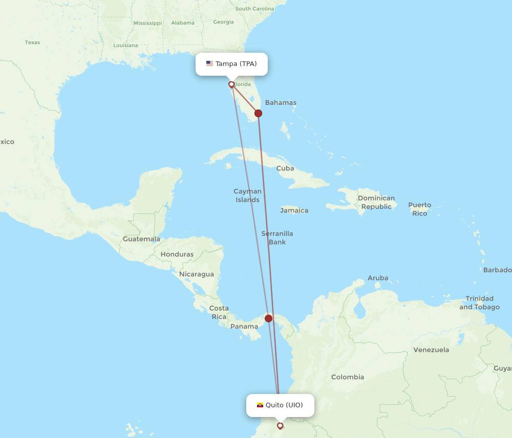 UIO-TPA flight routes