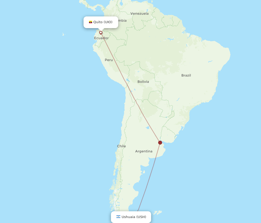 UIO-USH flight routes