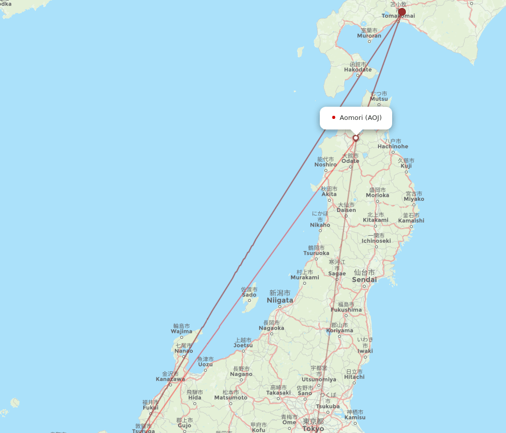 UKB-AOJ flight routes