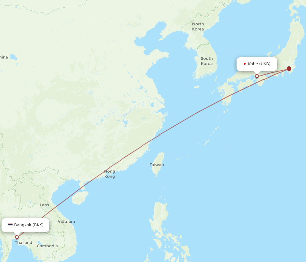 UKB to BKK flights and routes map