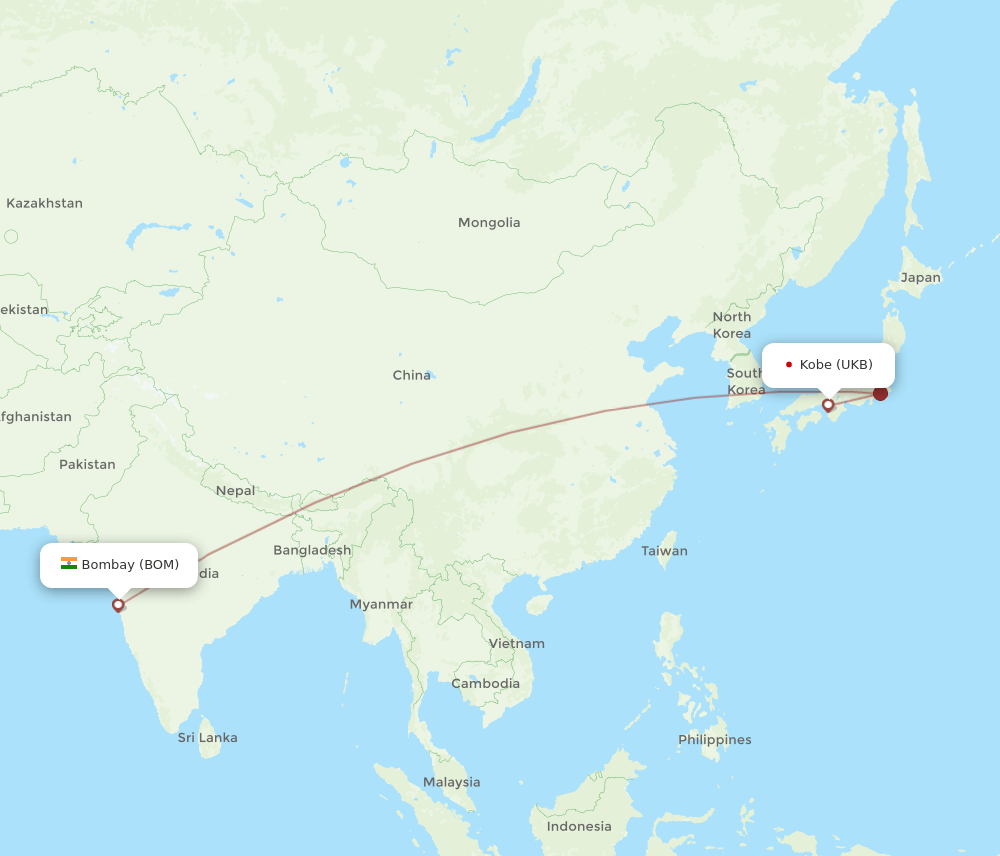 UKB-BOM flight routes