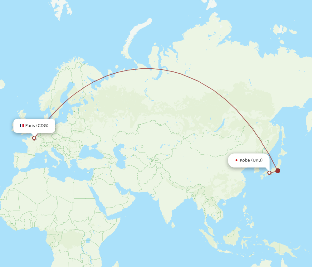 UKB to CDG flights and routes map