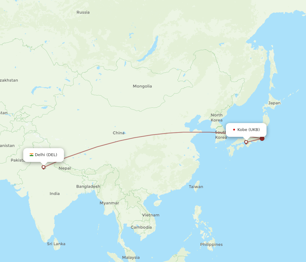 UKB-DEL flight routes