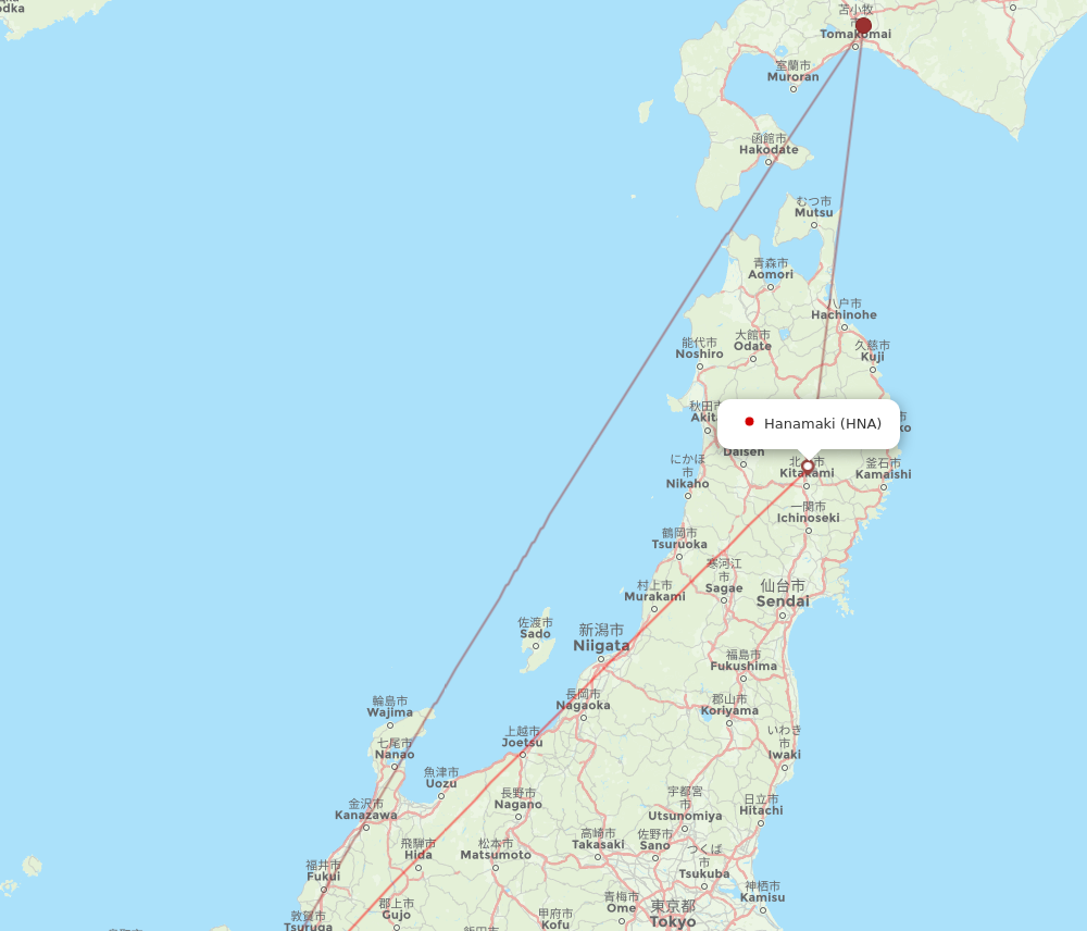 UKB to HNA flights and routes map