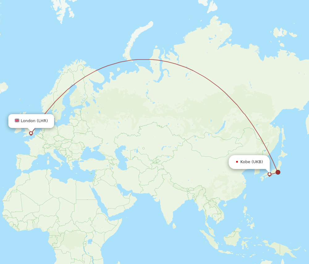 UKB to LHR flights and routes map