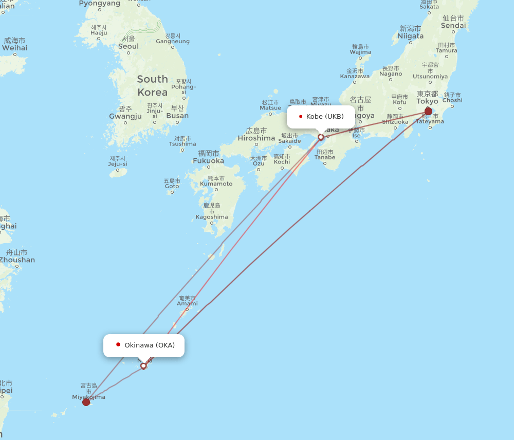 UKB-OKA flight routes