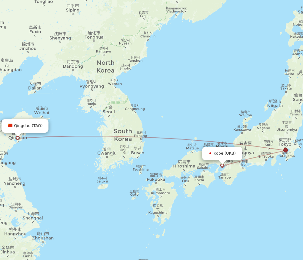 UKB to TAO flights and routes map