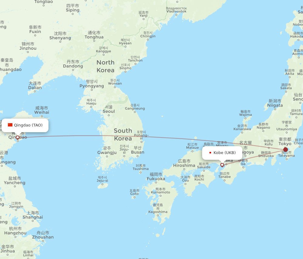 UKB-TAO flight routes