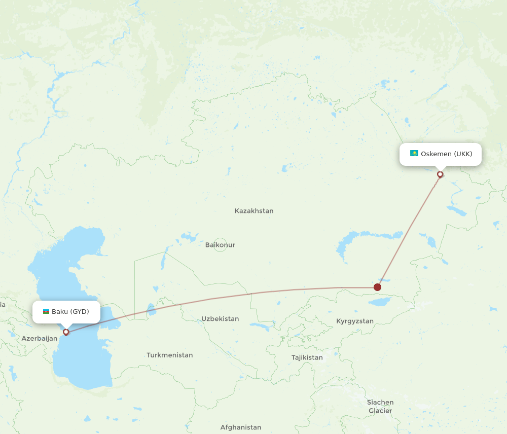 UKK-GYD flight routes