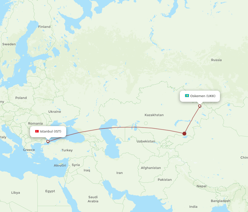 UKK-IST flight routes