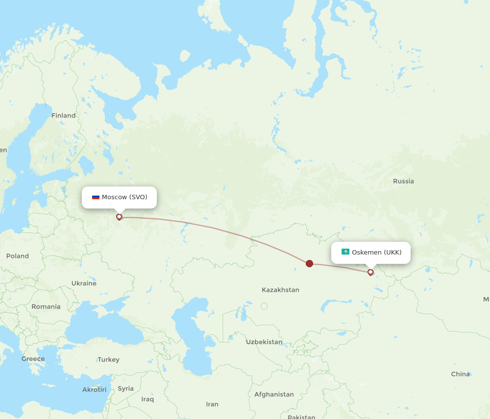 UKK to SVO flights and routes map