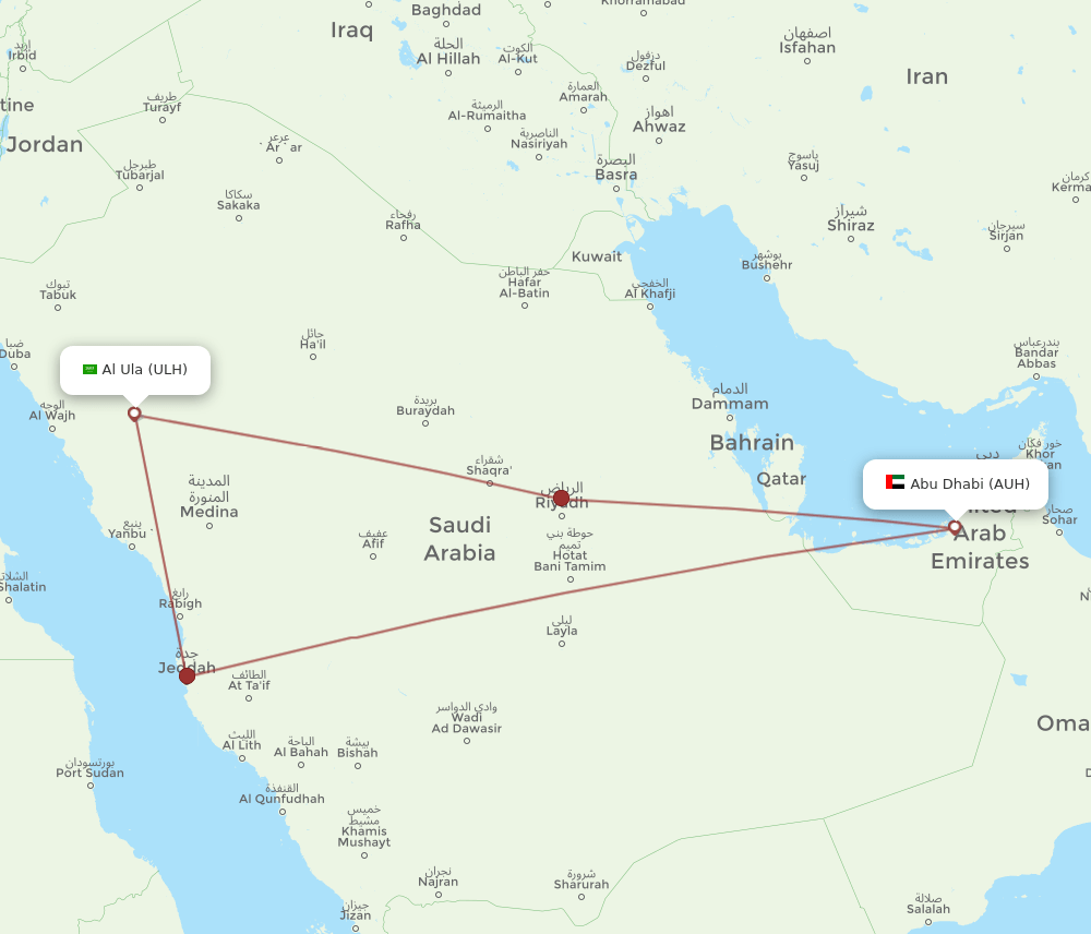 ULH-AUH flight routes