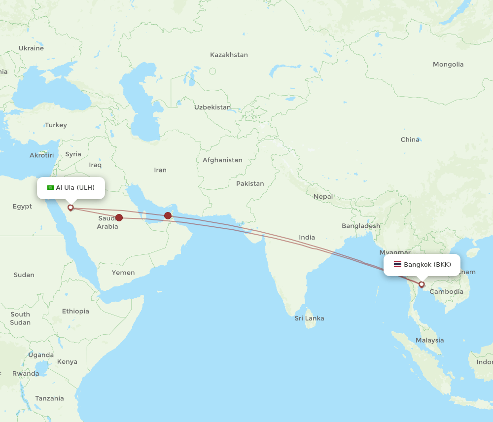 ULH-BKK flight routes