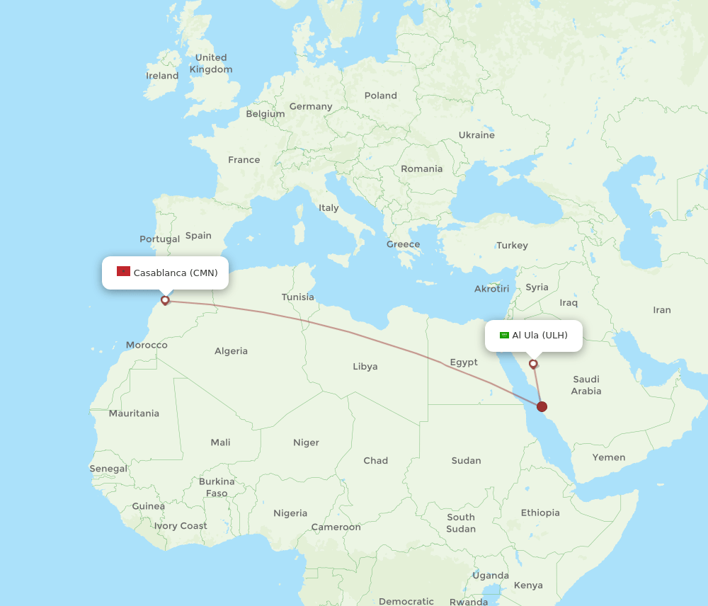 ULH-CMN flight routes