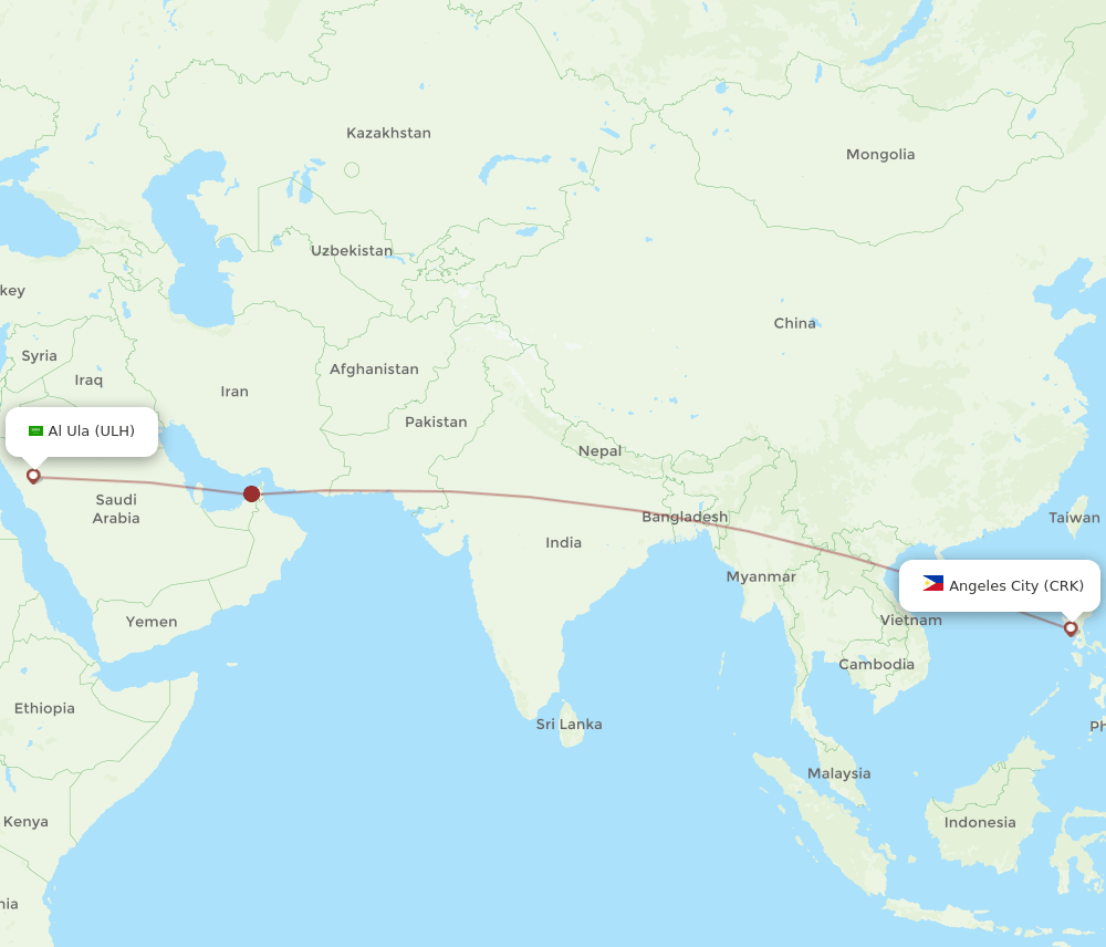 ULH to CRK flights and routes map
