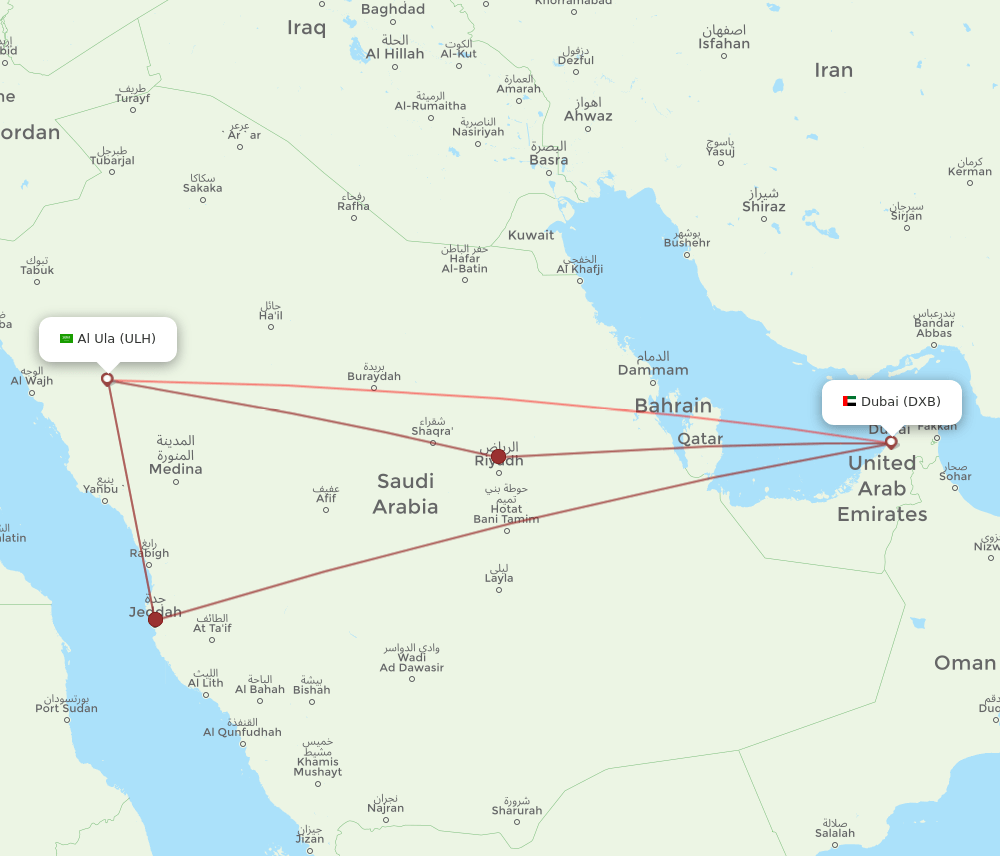 ULH-DXB flight routes