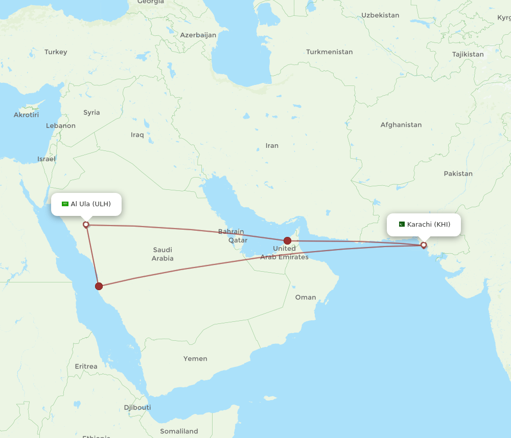 ULH-KHI flight routes