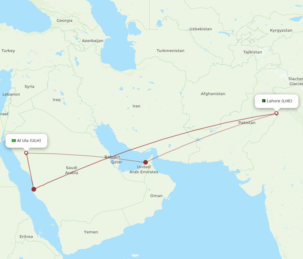ULH-LHE flight routes