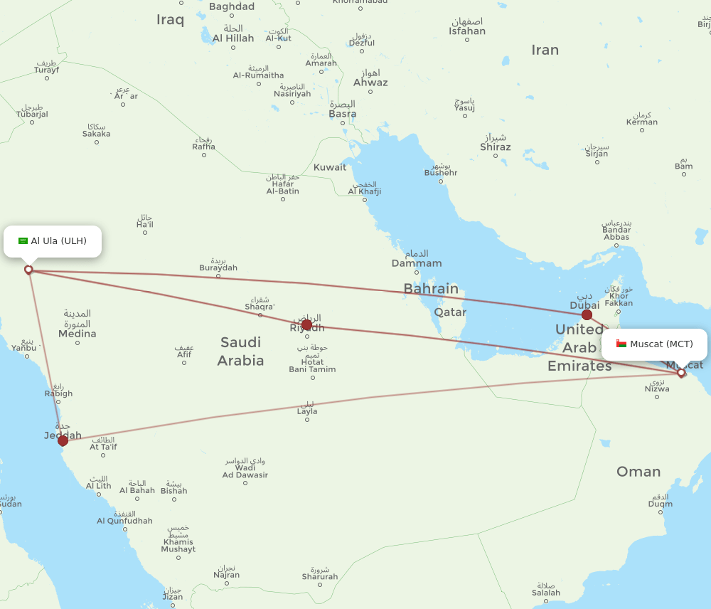 ULH-MCT flight routes