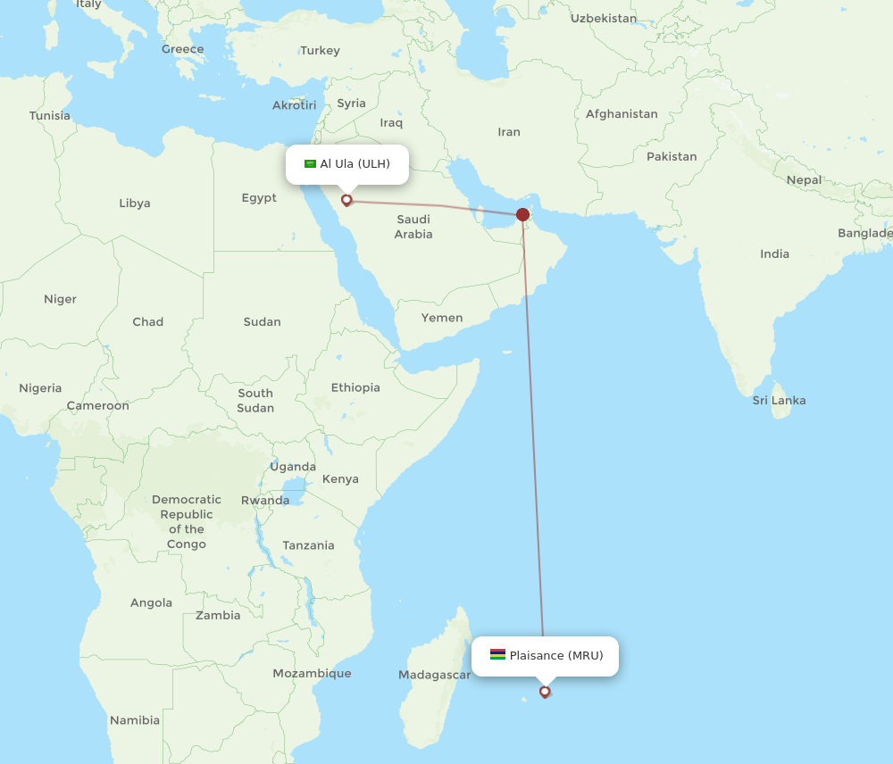 ULH-MRU flight routes