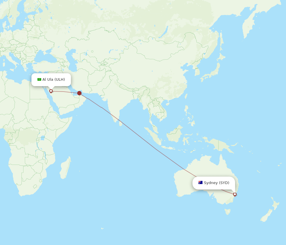 ULH-SYD flight routes