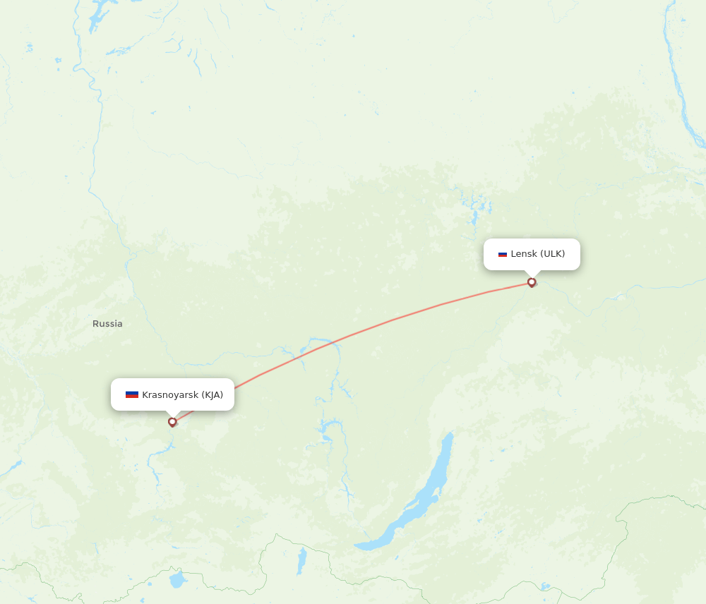 Lensk - Krasnojarsk route map and flight paths