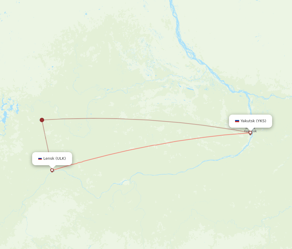 ULK to YKS flights and routes map