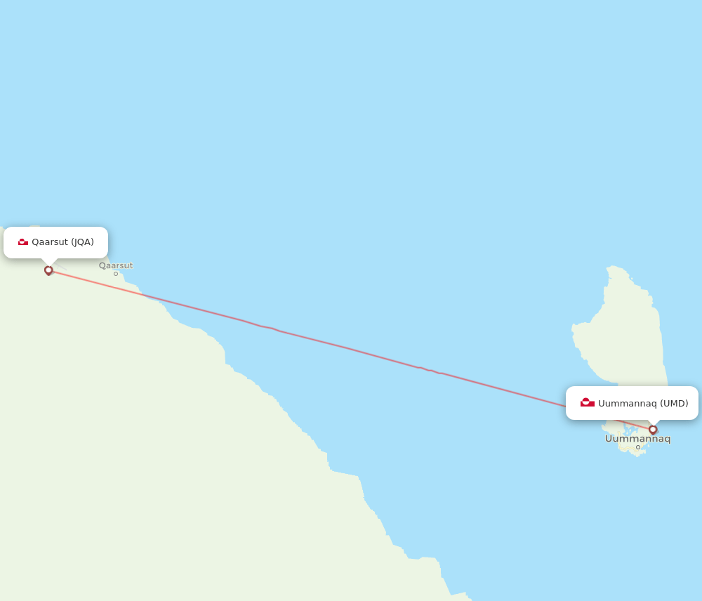 Uummannaq - Qaarsut route map and flight paths