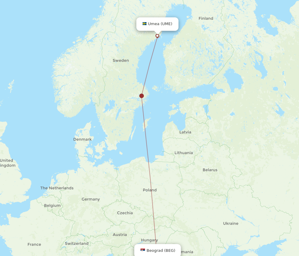 UME-BEG flight routes