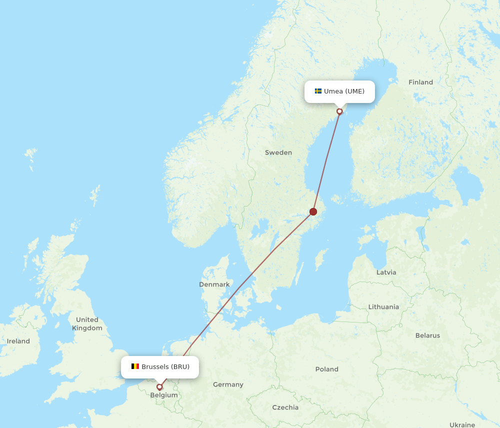 UME-BRU flight routes