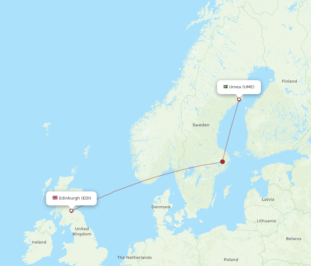 UME-EDI flight routes