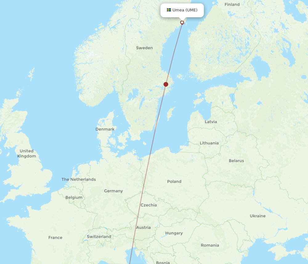 UME-FCO flight routes