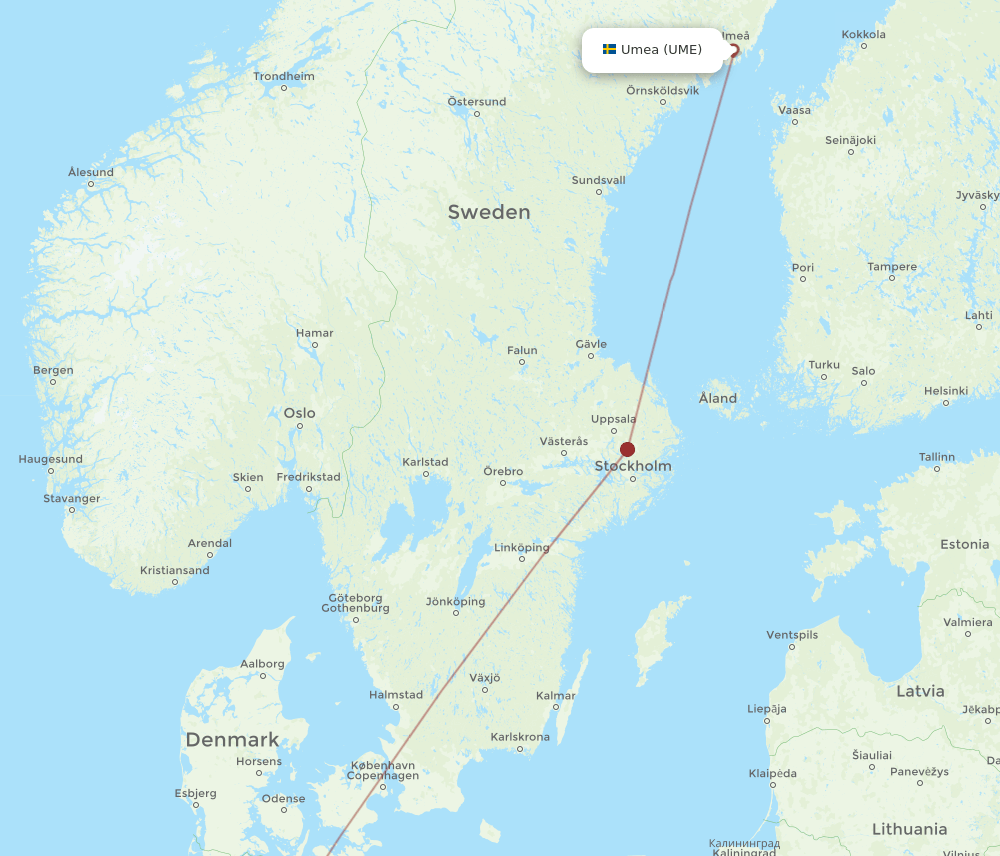 UME to HAM flights and routes map