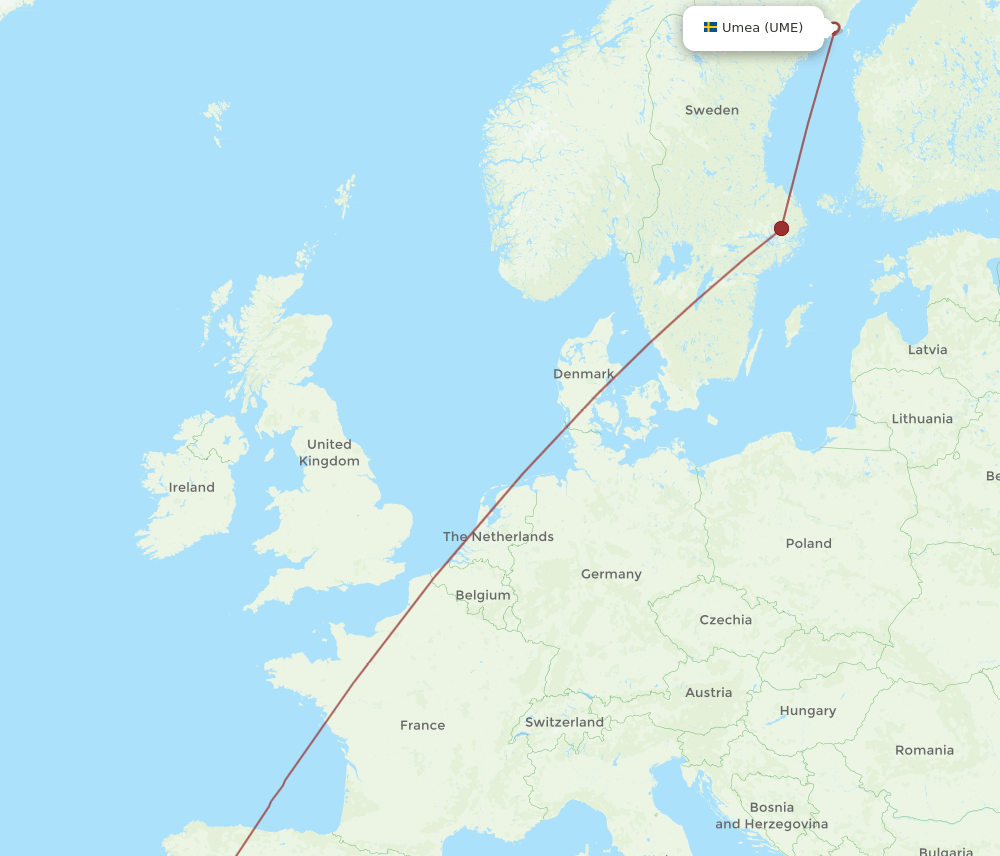 UME-LIS flight routes