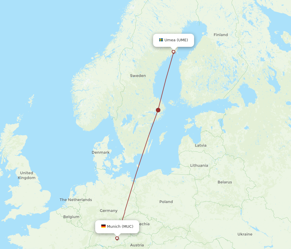 UME to MUC flights and routes map