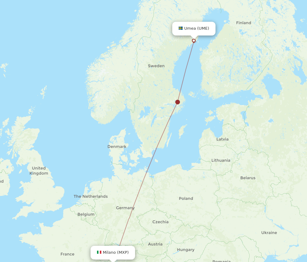 UME-MXP flight routes