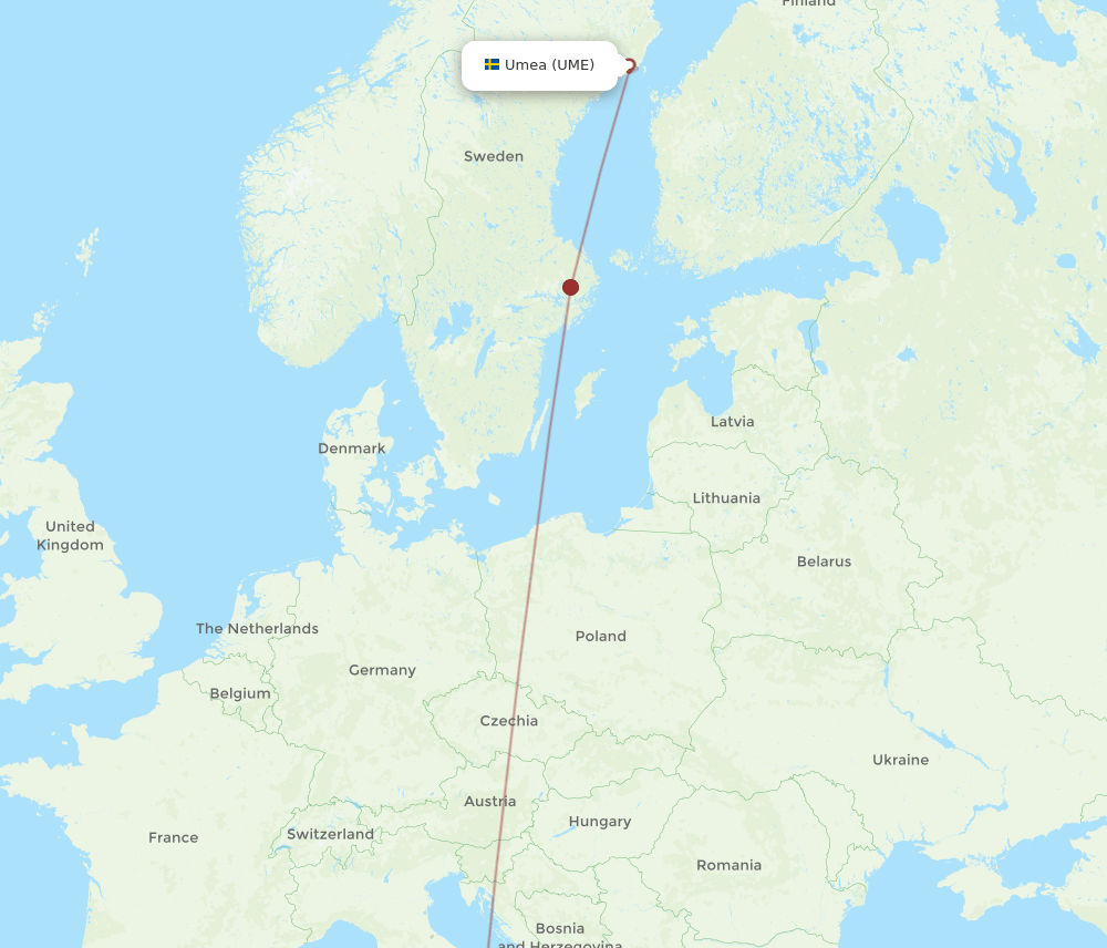 UME-NAP flight routes