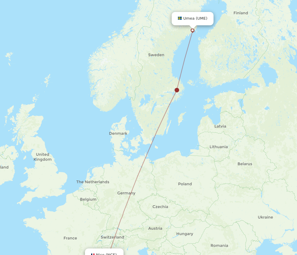 UME-NCE flight routes