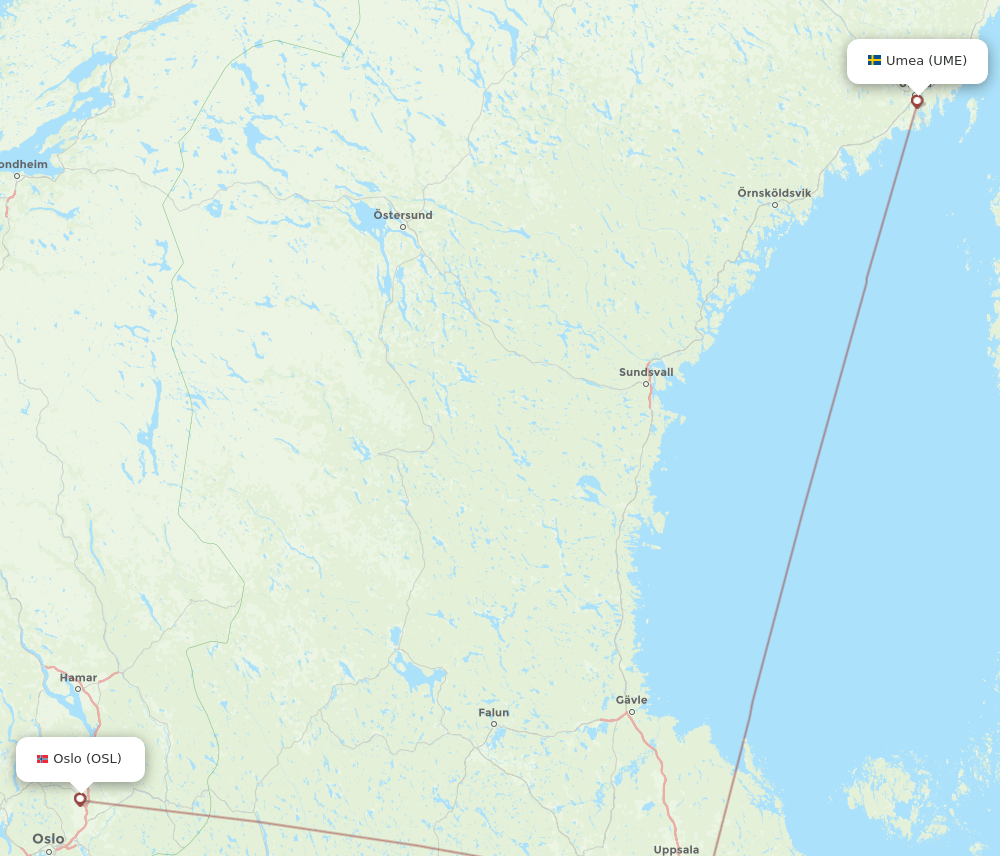 UME-OSL flight routes