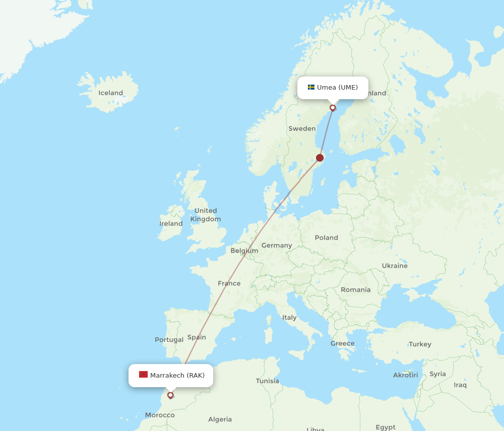 UME-RAK flight routes