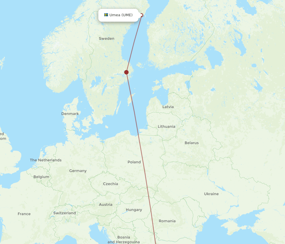 UME-SKG flight routes