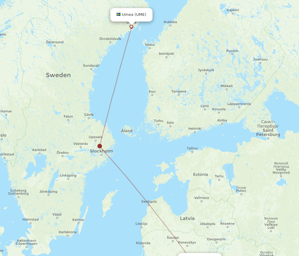 UME-VNO flight routes