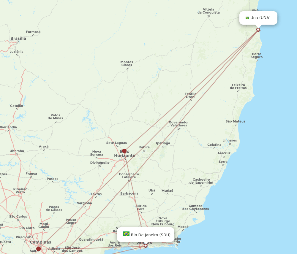 UNA-SDU flight routes