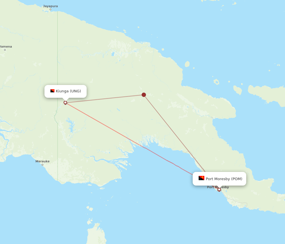 UNG to POM flights and routes map