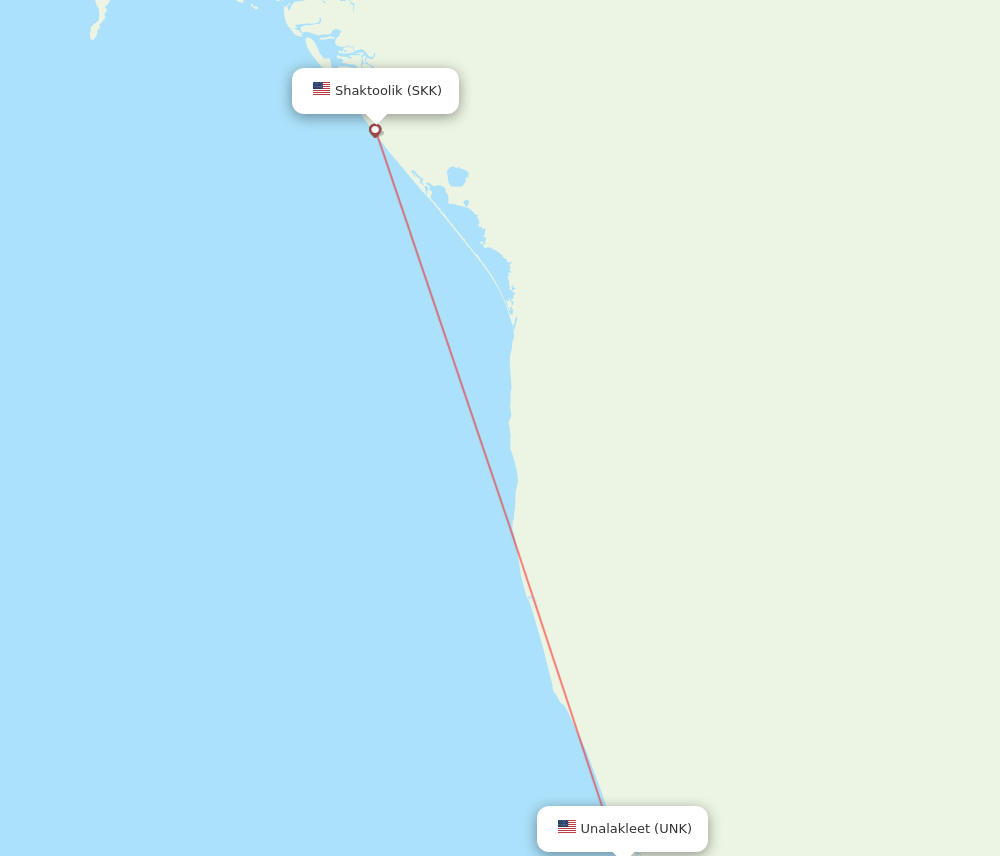 UNK to SKK flights and routes map